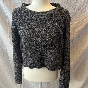 Women's Black and White Fuzzy Sweater